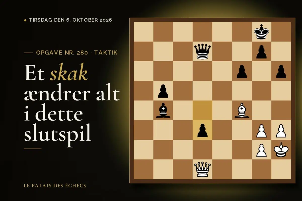 Stilling fra skakopgave nr. 280: Hvid i trækket og vinder materiale