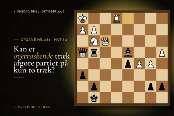 Stilling fra skakopgave nr. 281: Sort i trækket og sætter mat i 2
