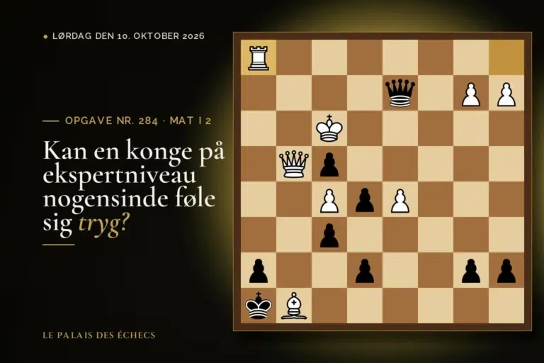 Stilling fra skakopgave nr. 284: Sort i trækket og sætter mat i 2