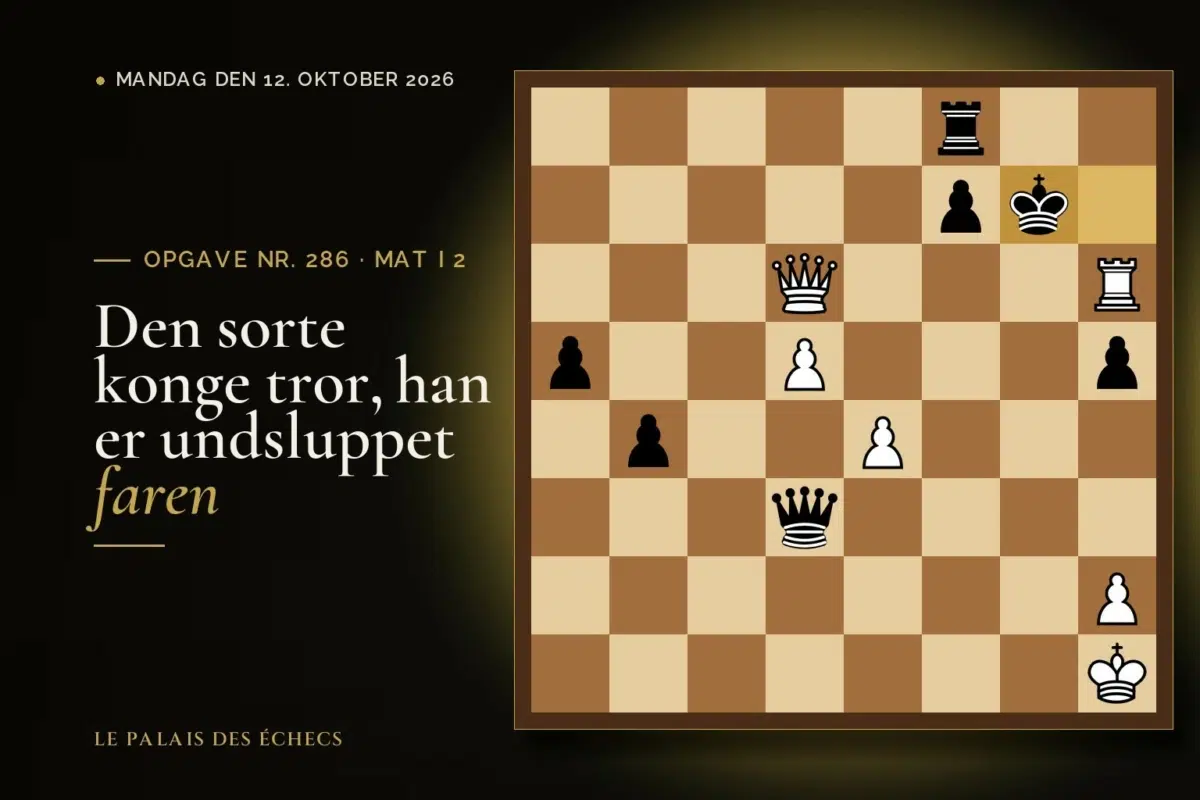 Stilling fra skakopgave nr. 286: Hvid i trækket og sætter mat i 2