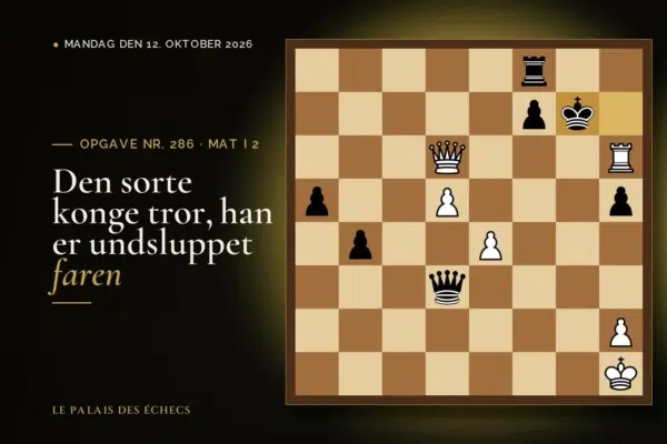 Stilling fra skakopgave nr. 286: Hvid i trækket og sætter mat i 2