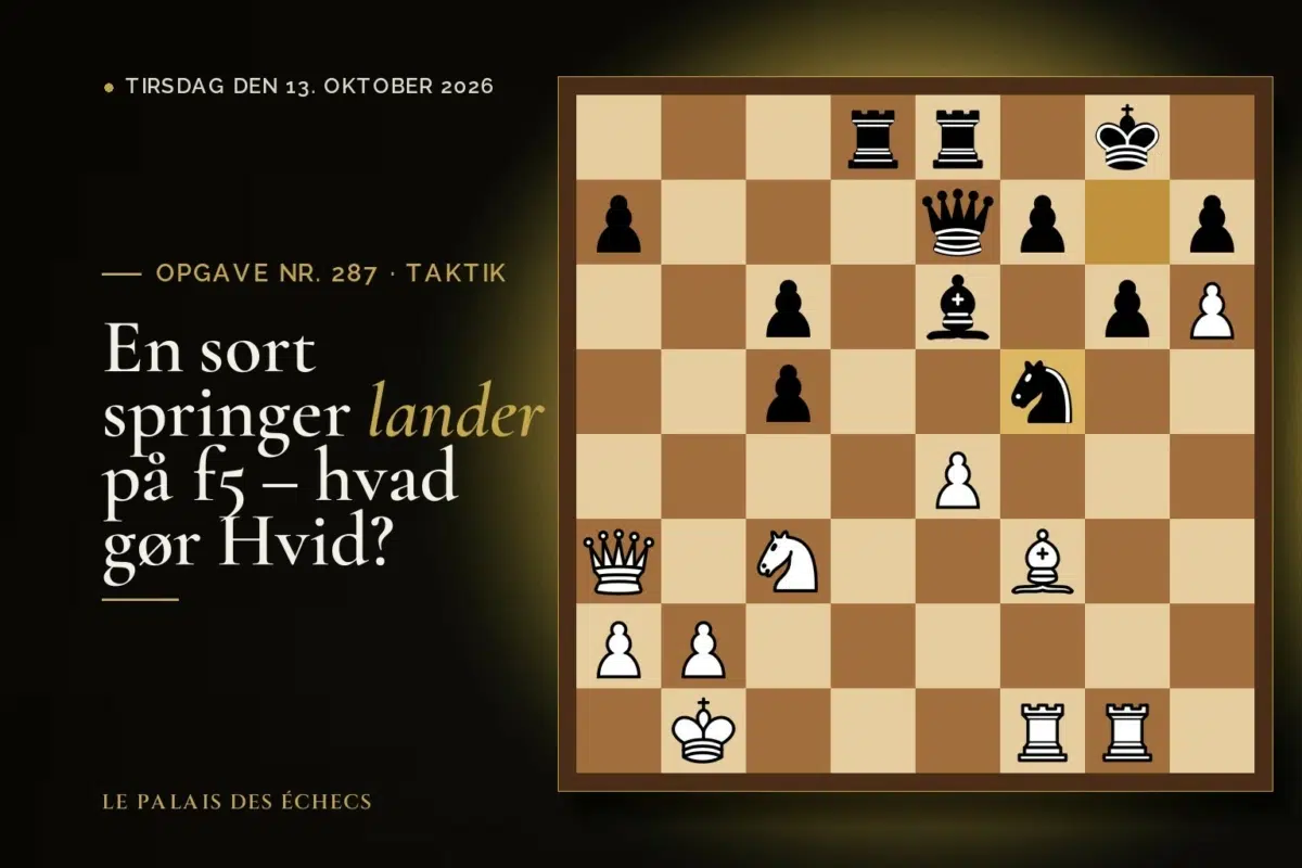 Stilling fra skakopgave nr. 287: Hvid i trækket og vinder materiale