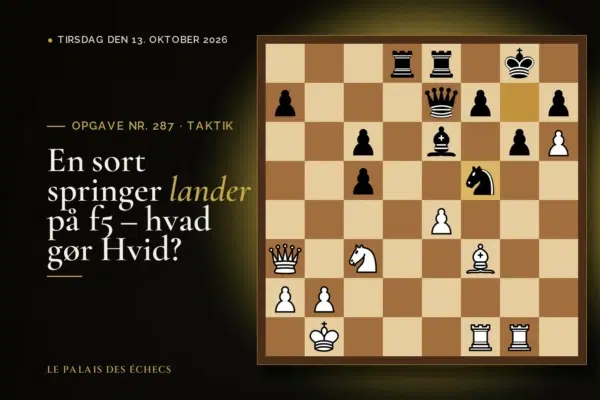 Stilling fra skakopgave nr. 287: Hvid i trækket og vinder materiale