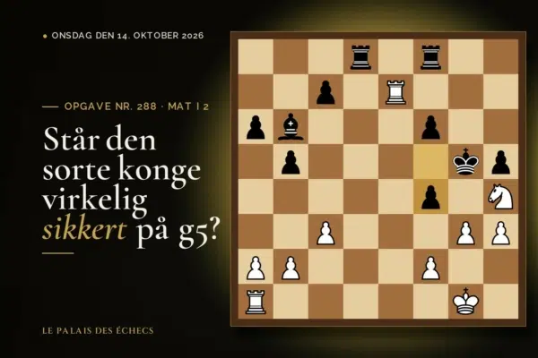 Stilling fra skakopgave nr. 288: Hvid i trækket og sætter mat i 2