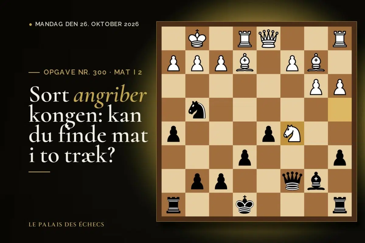 Stilling fra skakopgave nr. 300: Sort i trækket og sætter mat i 2