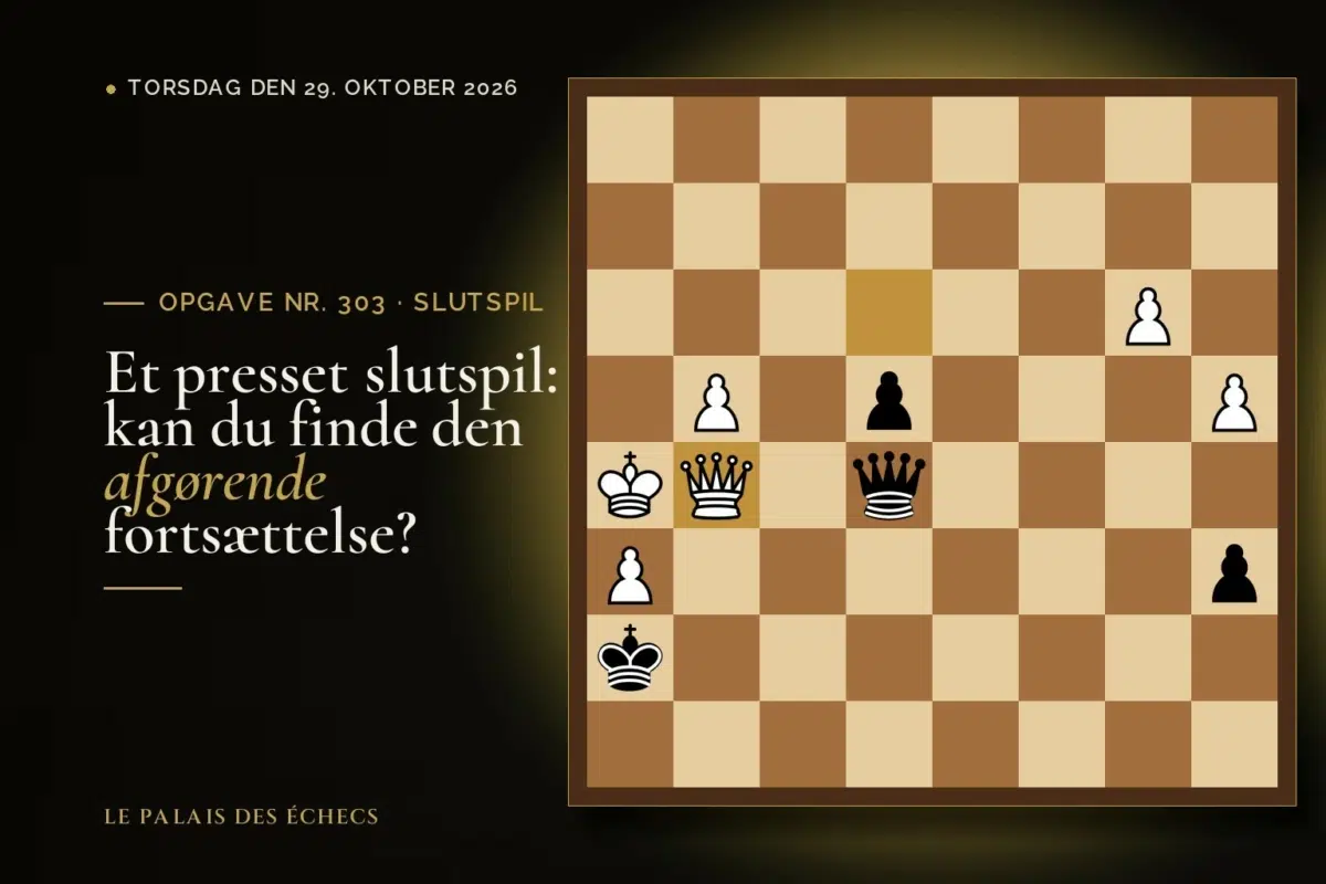 Stilling fra skakopgave nr. 303: Sort i trækket og vinder
