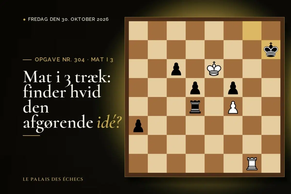 Stilling fra skakopgave nr. 304: Hvid i trækket og sætter mat i 3